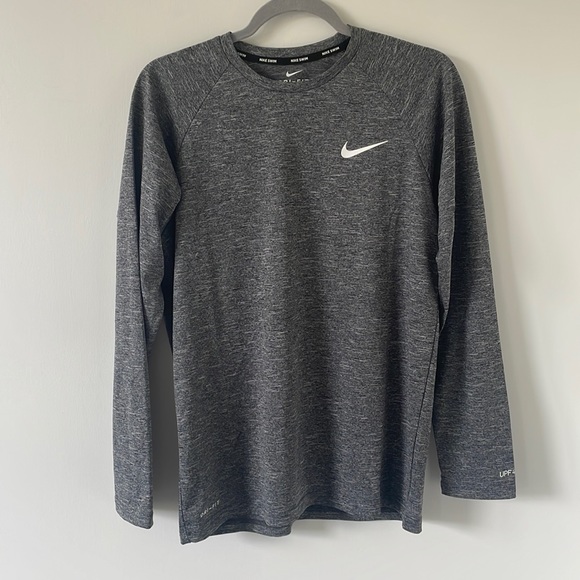 Nike Dri-FIT UPF 40+ Hydroguard Heathered Long Sleeve Swim Tee - Picture 2 of 6